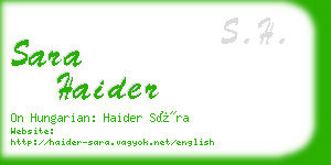 sara haider business card